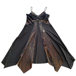 Vintage 1990s Black Jersey Glitter Burst Womens French Kiss Dress Friends Rachel